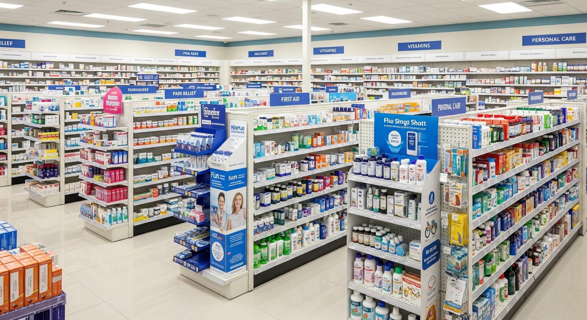 como organizar prateleiras de farmácia perfumaria